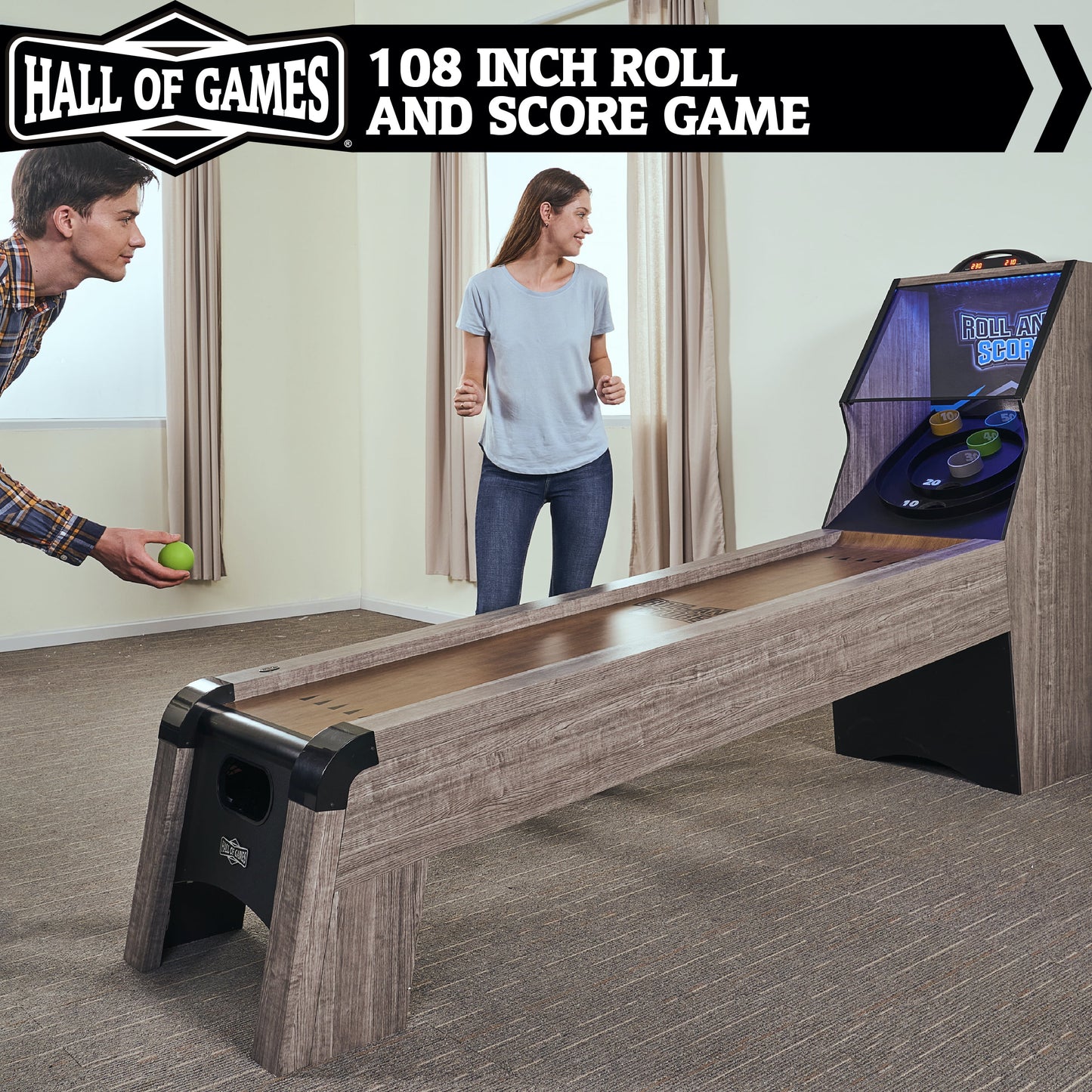 9 Ft. Roll and Score Game with LED Lights and Electronic Scorer, Gray by