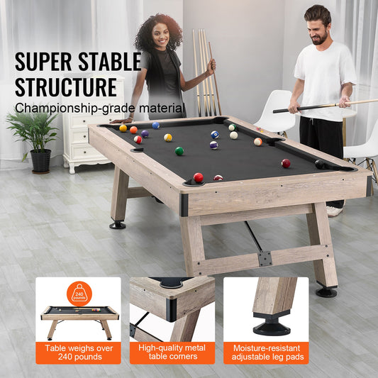 Uimoso 7Ft Billiards Table Pool Table Set Black Cloth for Family Game Room