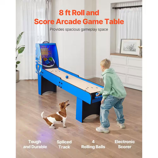 8 Ft. Roll and Score Classic Arcade Game Table, Ball Arcade Machine Indoor with Electronic Scorer, Sound, Automatic