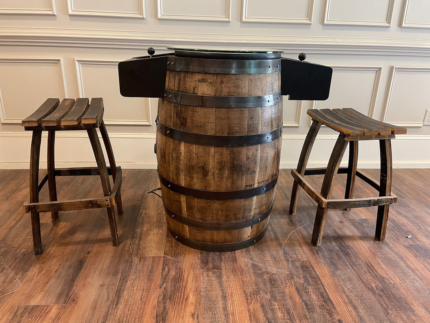 Bourbon Barrel Arcade Table - 60 Retro 8-bit Games Included