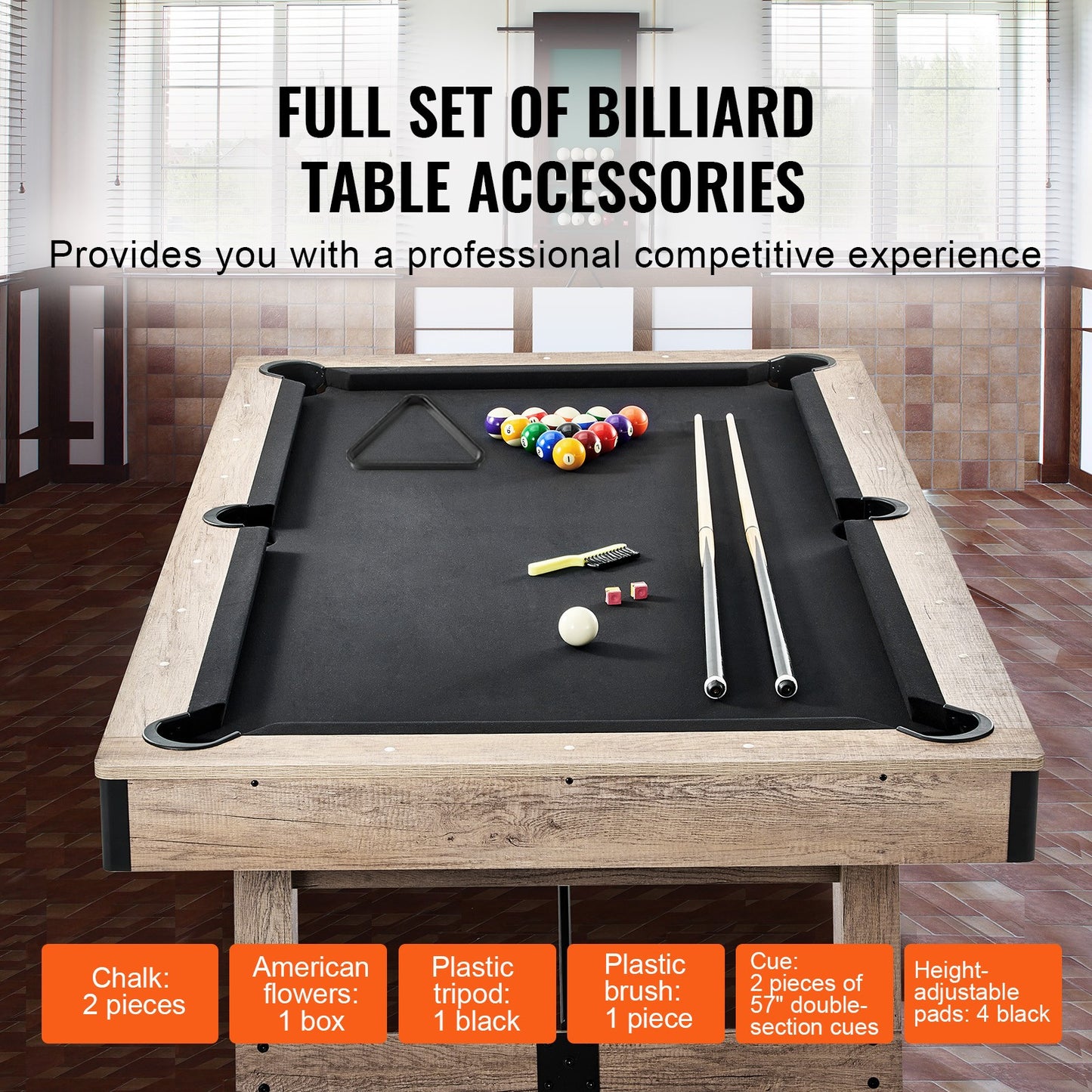 Uimoso 7Ft Billiards Table Pool Table Set Black Cloth for Family Game Room