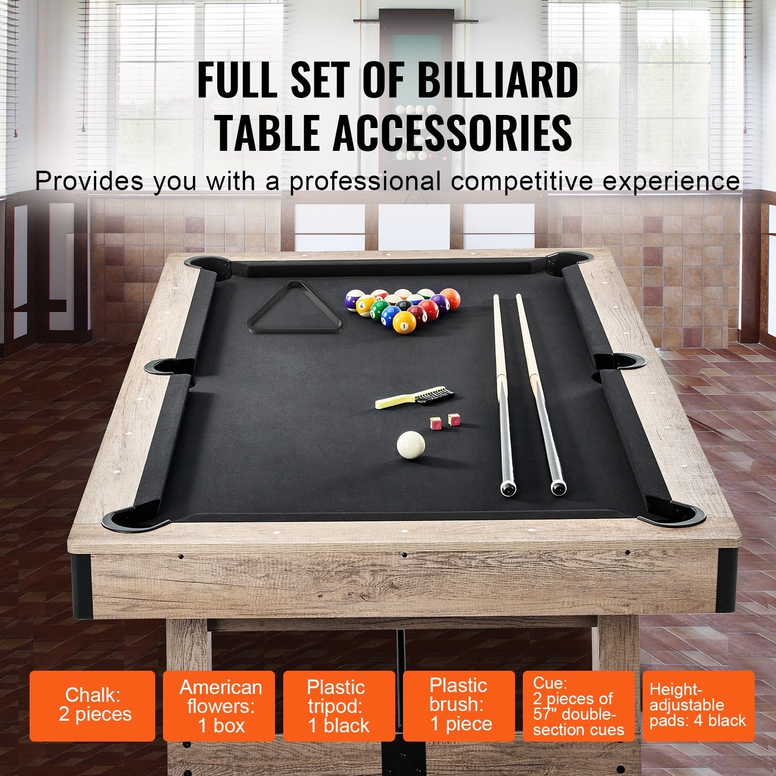 Uimoso 7Ft Billiards Table Pool Table Set Black Cloth for Family Game Room