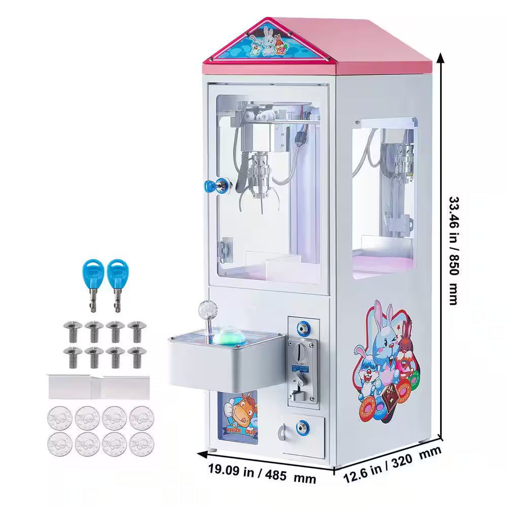 Claw Machine 0-3 In. Jaw Diameter 0-5 In. Jaw Lifting Crane Prize Grabber Arcade Game Toys Grab-And-Win Machine