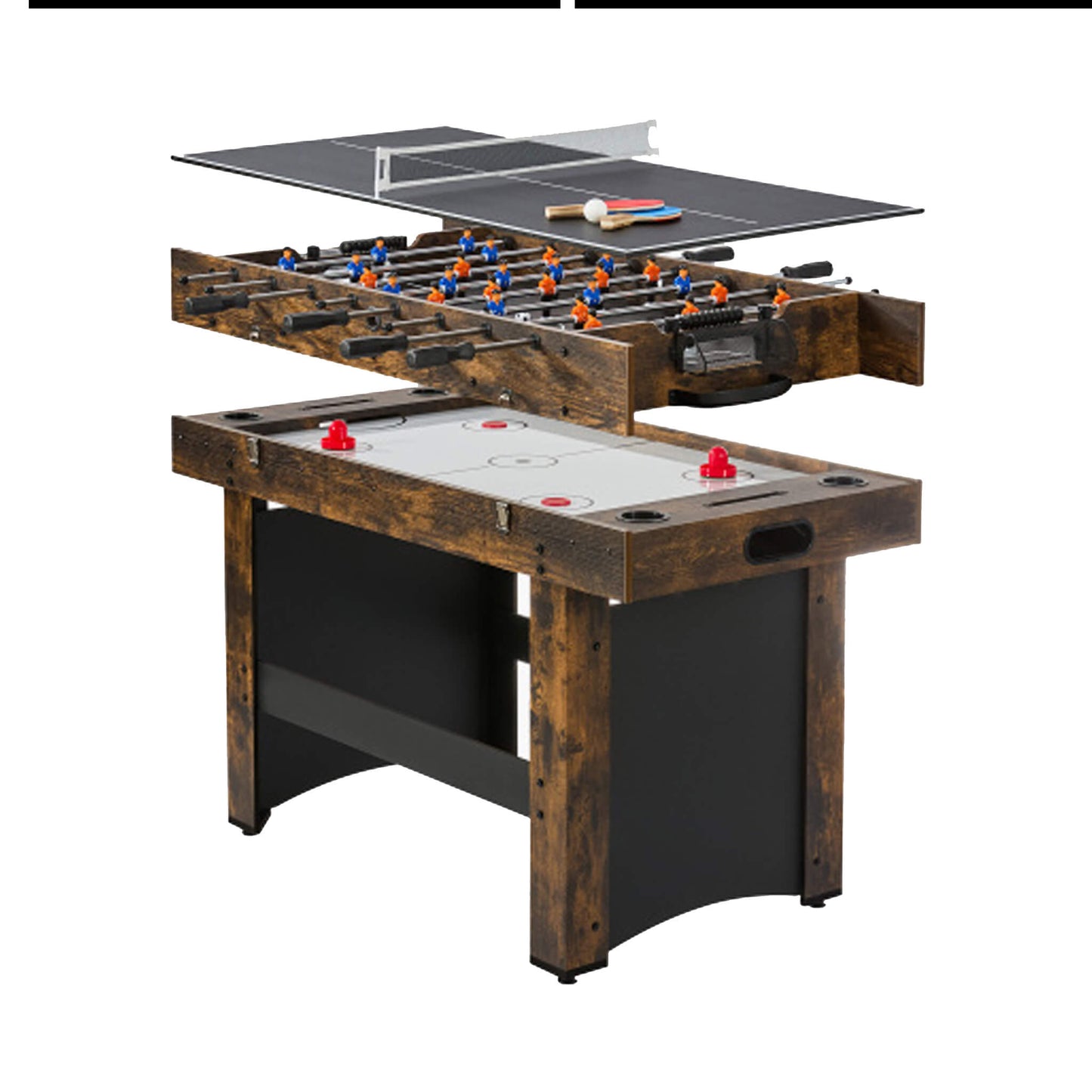 54″ 3-in-1 Multi-Game Table – Space-Saving Air Hockey, Foosball & Ping Pong Combo