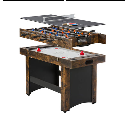 54″ 3-in-1 Multi-Game Table – Space-Saving Air Hockey, Foosball & Ping Pong Combo
