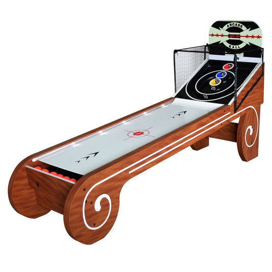 Boardwalk 8-Ft Arcade Ball Table for Family Game Rooms with LED Track Lighting, Scratch-Resistant Playfield