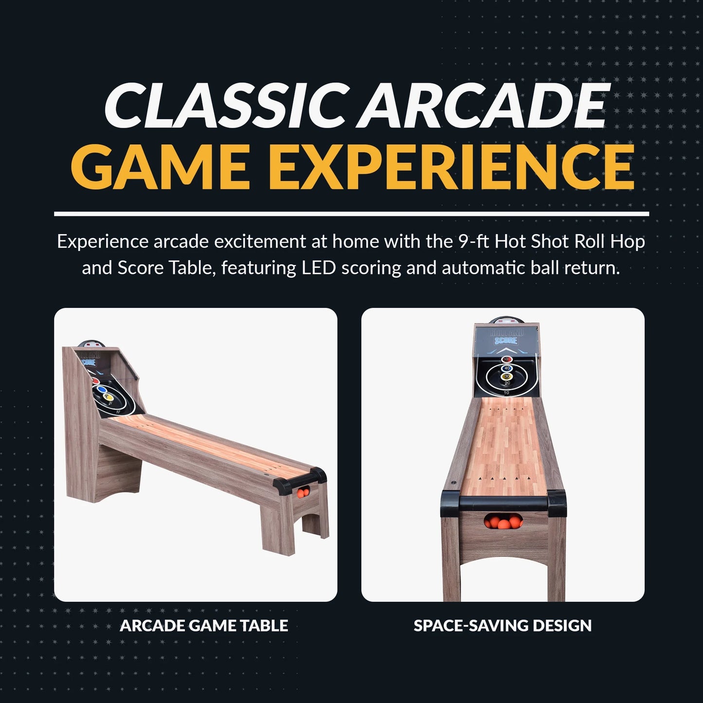 Shooting Star 9-Foot Roll Hop and Score Arcade Game Table