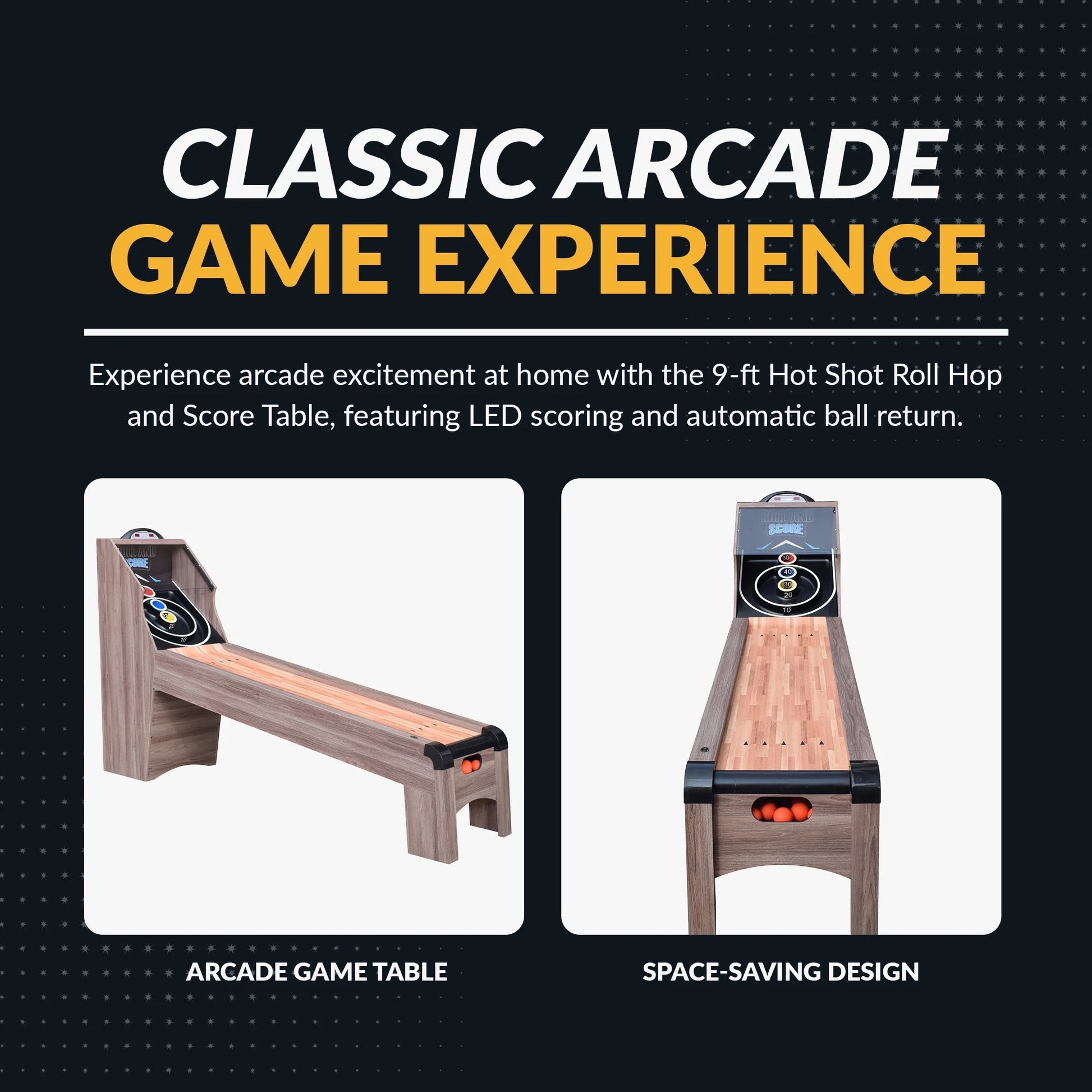 Shooting Star 9-Foot Roll Hop and Score Arcade Game Table