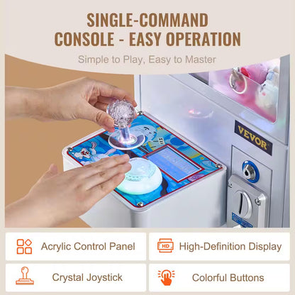 Claw Machine 0-3 In. Jaw Diameter 0-5 In. Jaw Lifting Crane Prize Grabber Arcade Game Toys Grab-And-Win Machine