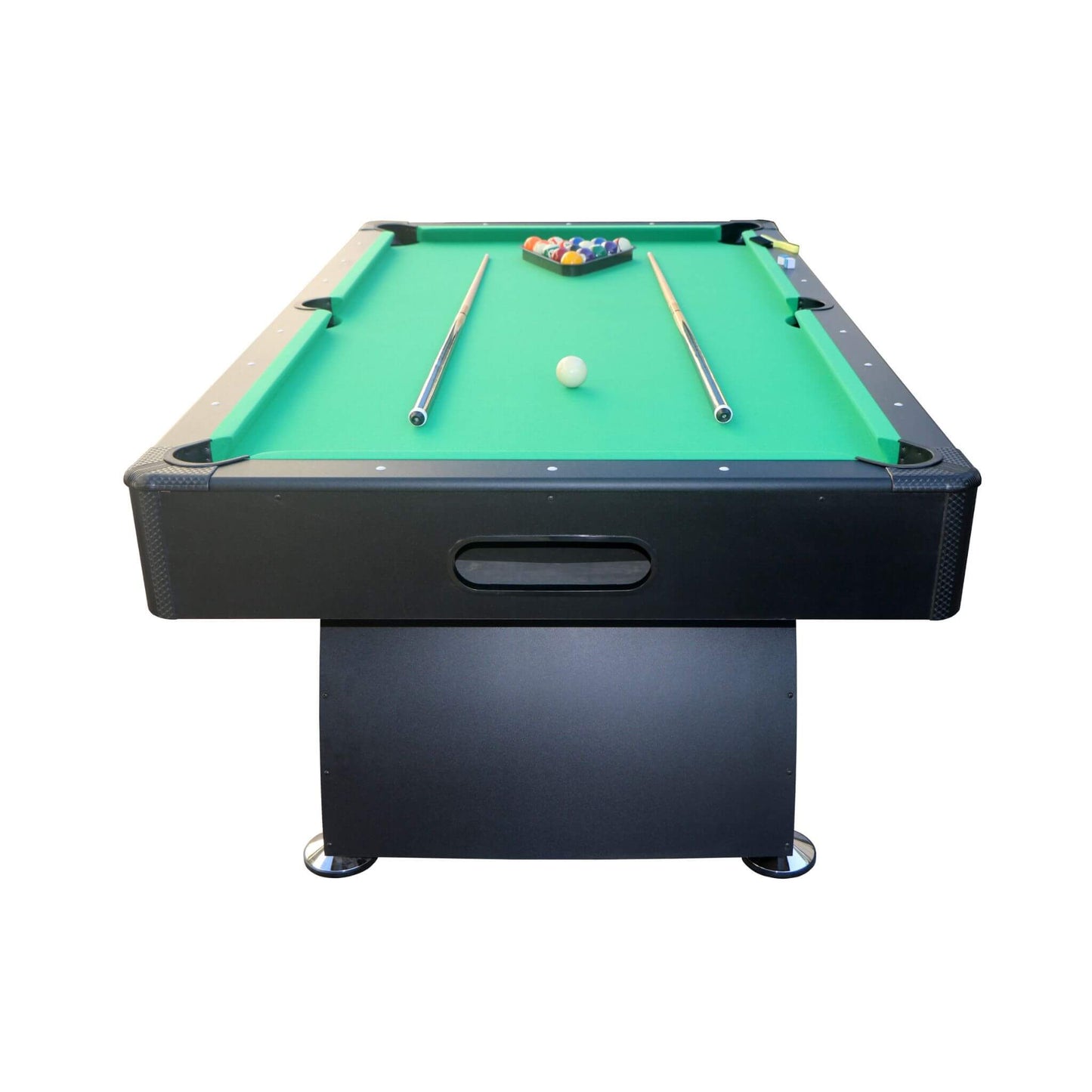 Premium 7-Foot Black Pool Table – Home Billiards Game Room Table with Cues & Billiard Balls