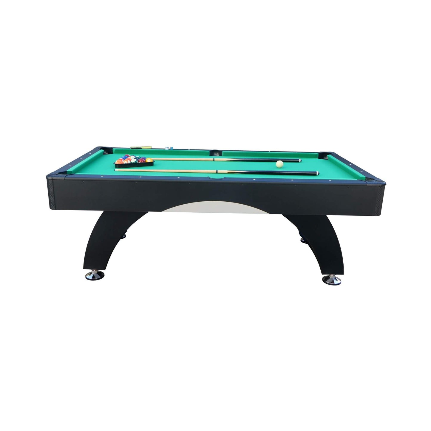 Premium 7-Foot Black Pool Table – Home Billiards Game Room Table with Cues & Billiard Balls