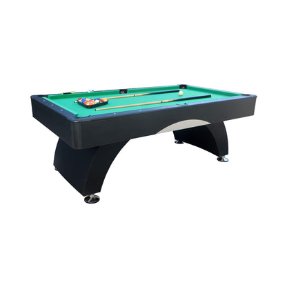 Premium 7-Foot Black Pool Table – Home Billiards Game Room Table with Cues & Billiard Balls