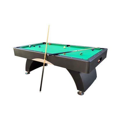 Premium 7-Foot Black Pool Table – Home Billiards Game Room Table with Cues & Billiard Balls