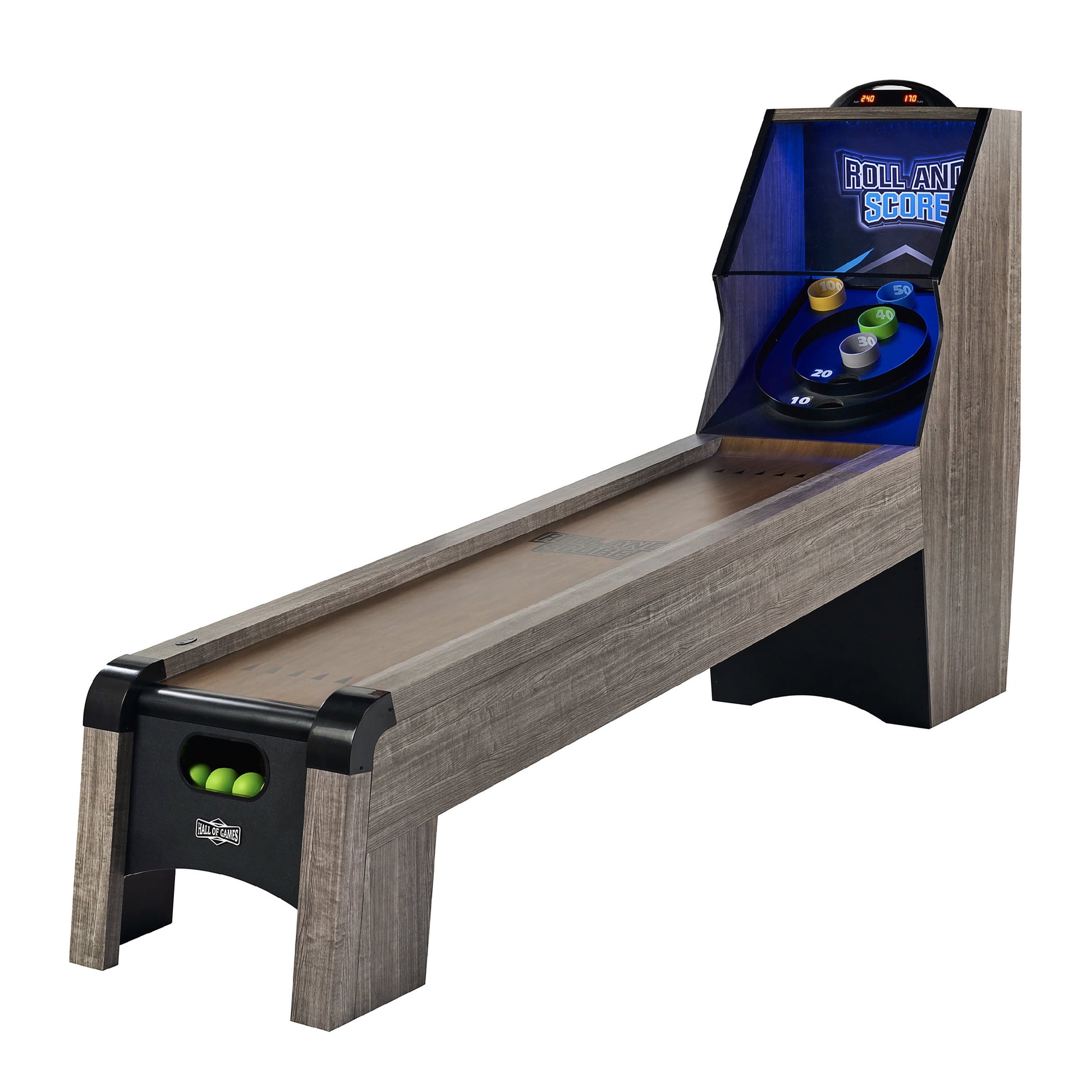 9 Ft. Roll and Score Game with LED Lights and Electronic Scorer, Gray by