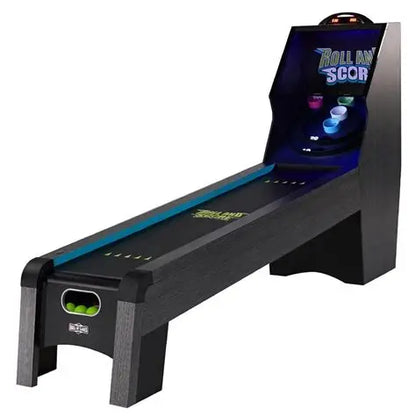 9-Foot Roll and Score Arcade Game Table – LED Lights, Electronic Scoring, Automatic Ball Return – Black