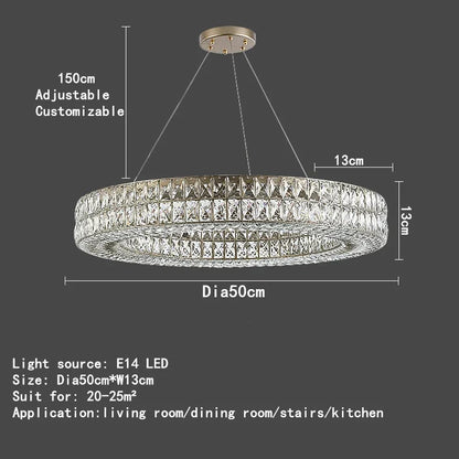 DecorBites™ K9 Crystal Ring Pendant Light: Deluxe LED Interior Decoration for Game Tables