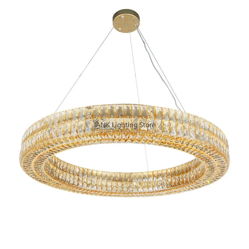 DecorBites™ K9 Crystal Ring Pendant Light: Deluxe LED Interior Decoration for Game Tables