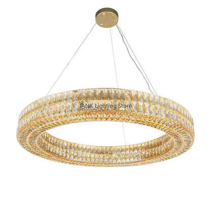 DecorBites™ K9 Crystal Ring Pendant Light: Deluxe LED Interior Decoration for Game Tables