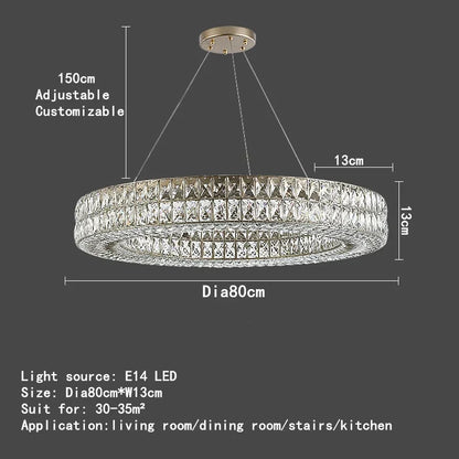 DecorBites™ K9 Crystal Ring Pendant Light: Deluxe LED Interior Decoration for Game Tables