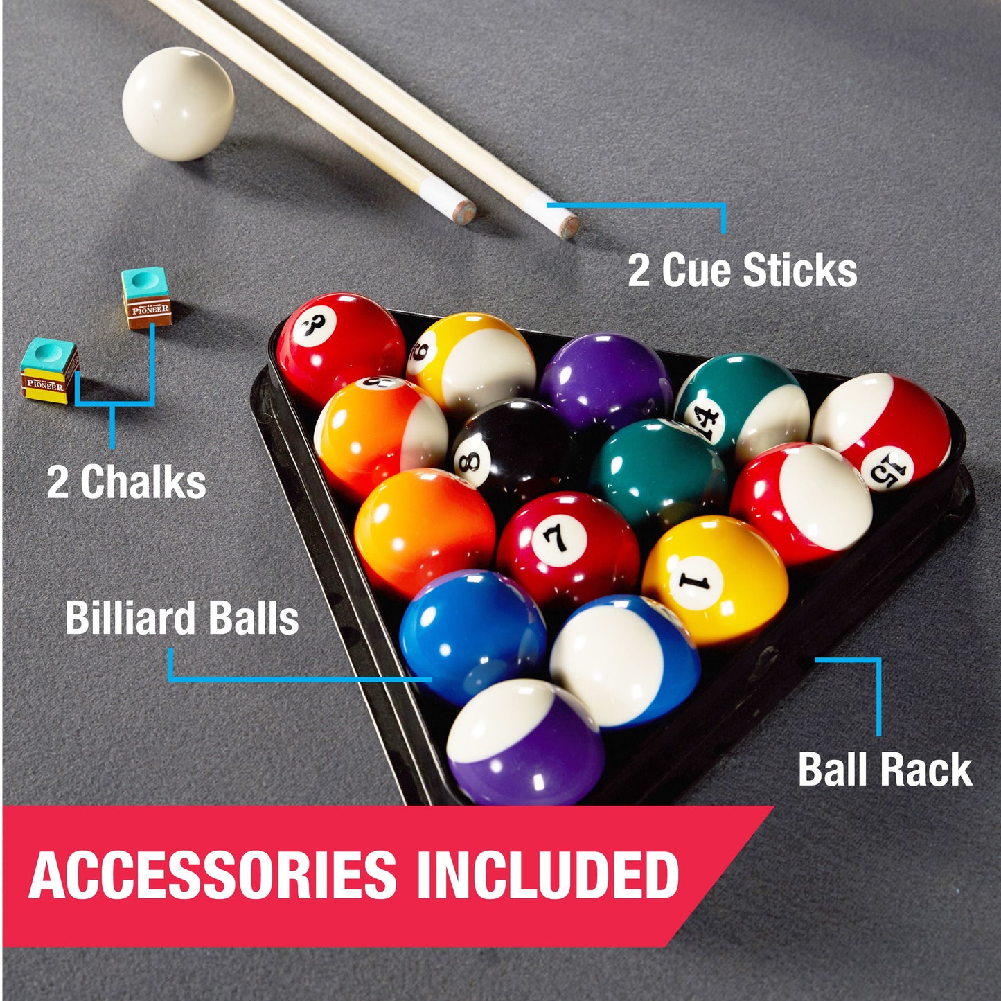 7.5 Ft. Titan Pool Table, Billiard Table with Accessories by