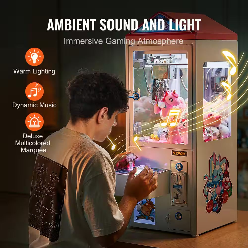 Claw Machine 0-3 In. Jaw Diameter 0-5 In. Jaw Lifting Crane Prize Grabber Arcade Game Toys Grab-And-Win Machine