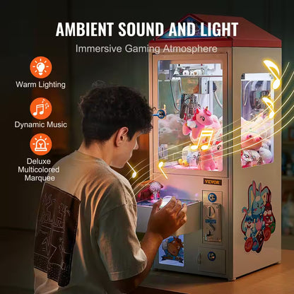 Claw Machine 0-3 In. Jaw Diameter 0-5 In. Jaw Lifting Crane Prize Grabber Arcade Game Toys Grab-And-Win Machine