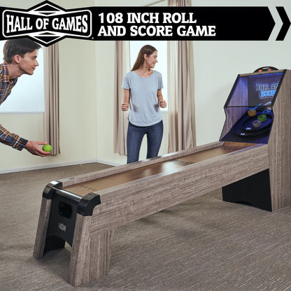 9 Ft. Roll and Score Game with LED Lights and Electronic Scorer, Gray by