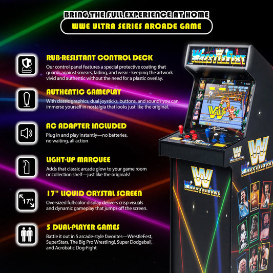 WWE Ultra Series 17-Inch LCD Arcade Game Machine – 5 Built-In Wrestling Games
