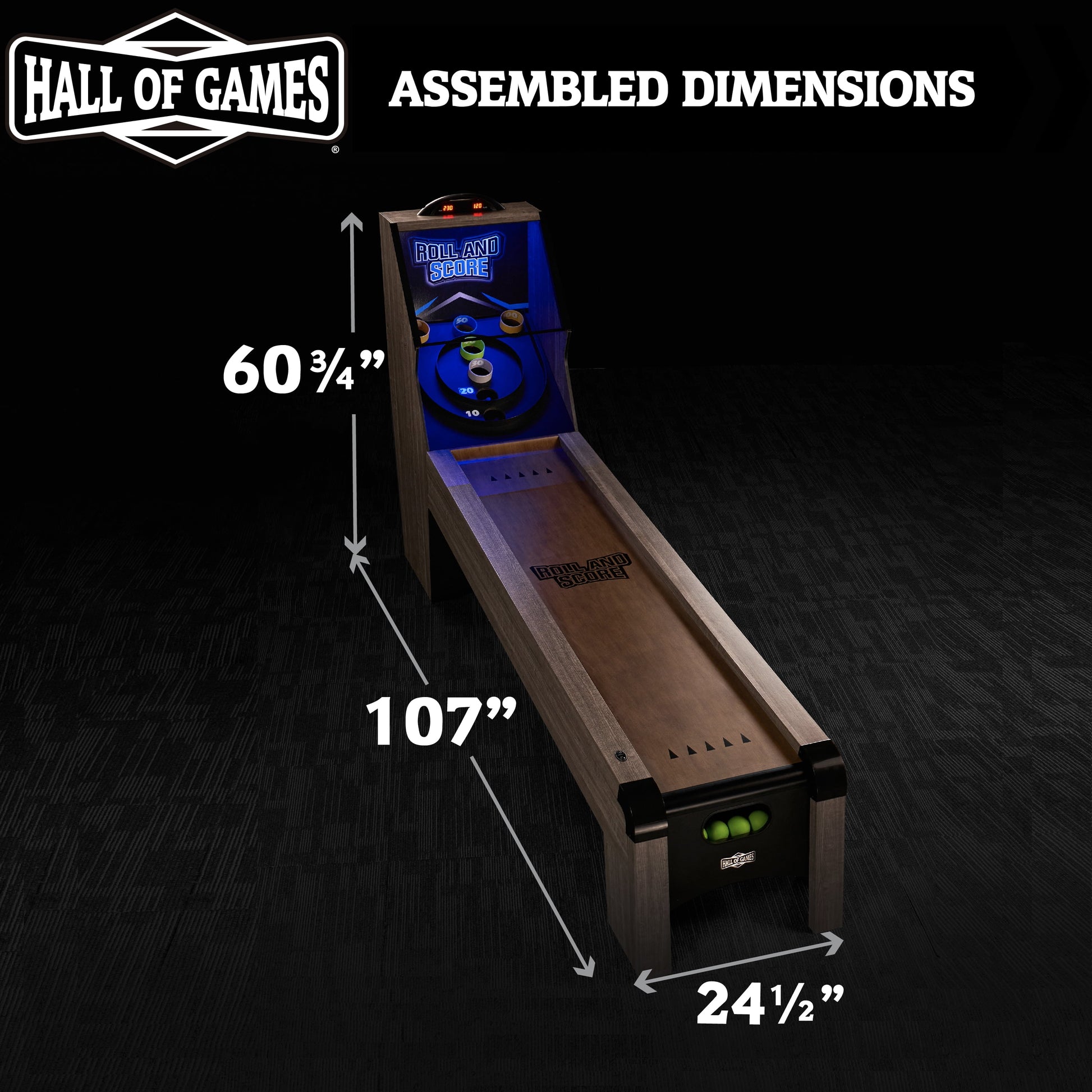 9 Ft. Roll and Score Game with LED Lights and Electronic Scorer, Gray by