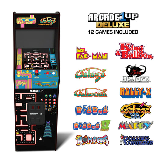 Ms. PAC-MAN & GALAGA Class of ’81 Deluxe Arcade Machine – 12 Games with WiFi & 17″ Screen