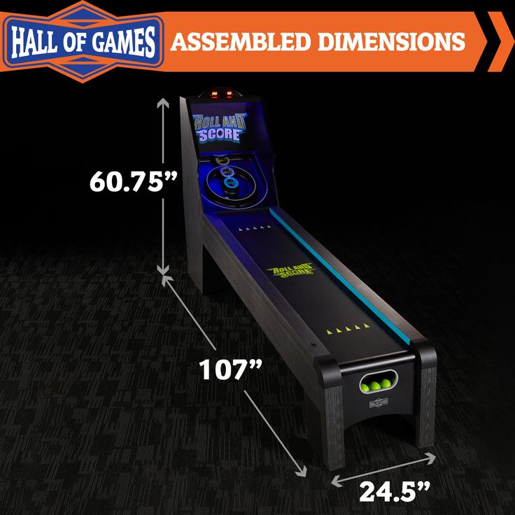 9-Foot Roll and Score Arcade Game Table – LED Lights, Electronic Scoring, Automatic Ball Return – Black