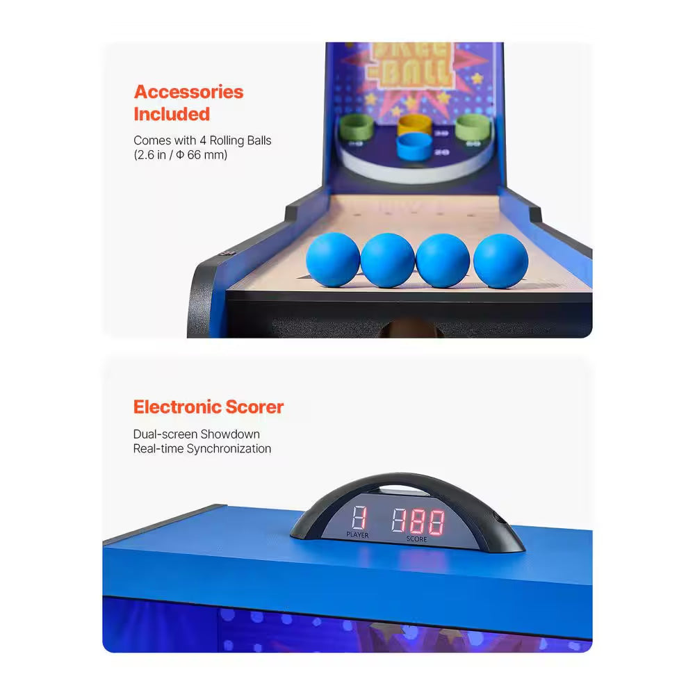 8 Ft. Roll and Score Classic Arcade Game Table, Ball Arcade Machine Indoor with Electronic Scorer, Sound, Automatic