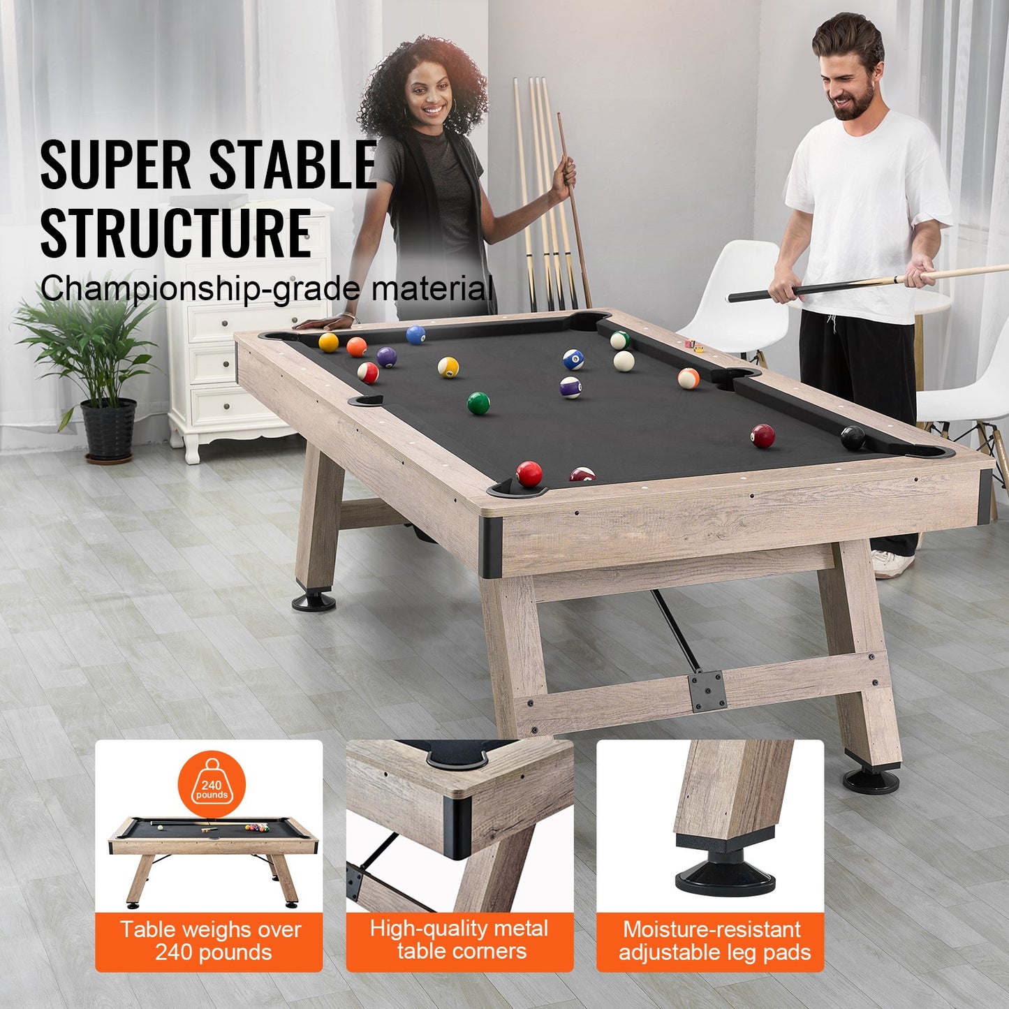 Uimoso 7Ft Billiards Table Pool Table Set Black Cloth for Family Game Room