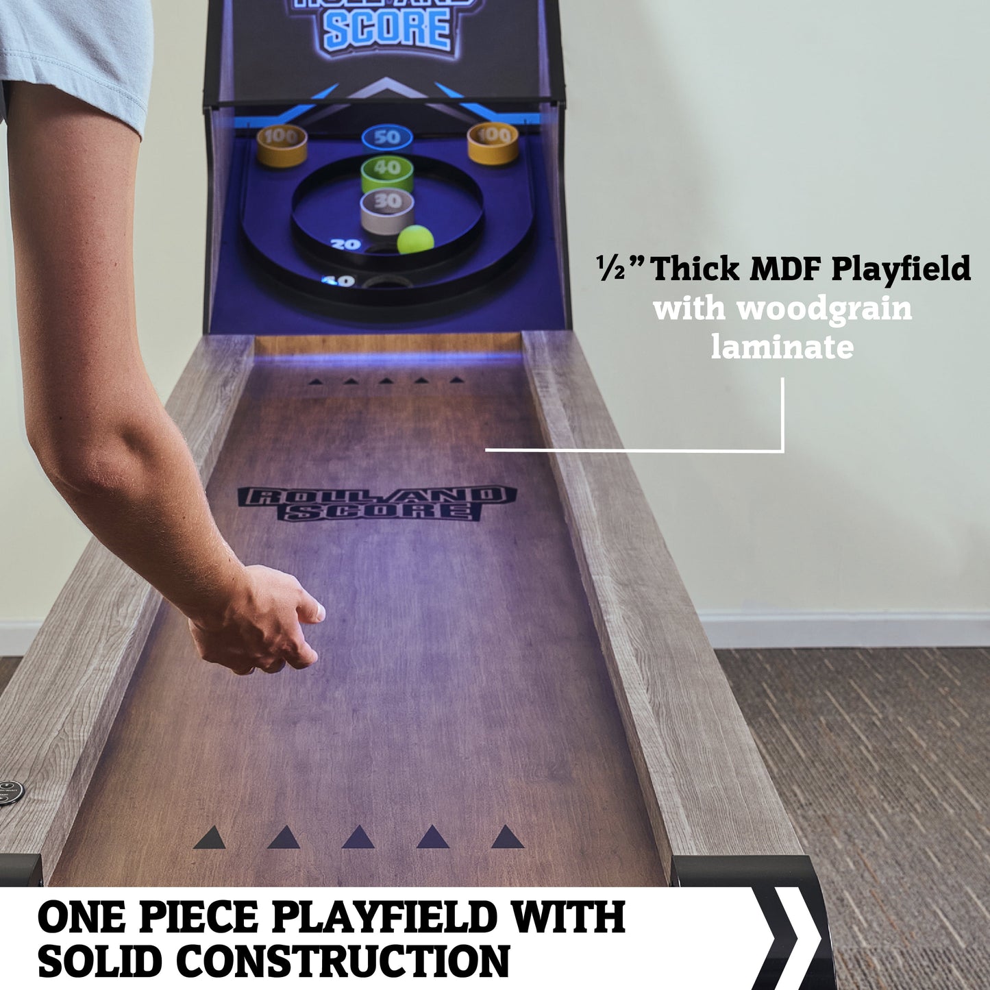 9 Ft. Roll and Score Game with LED Lights and Electronic Scorer, Gray by