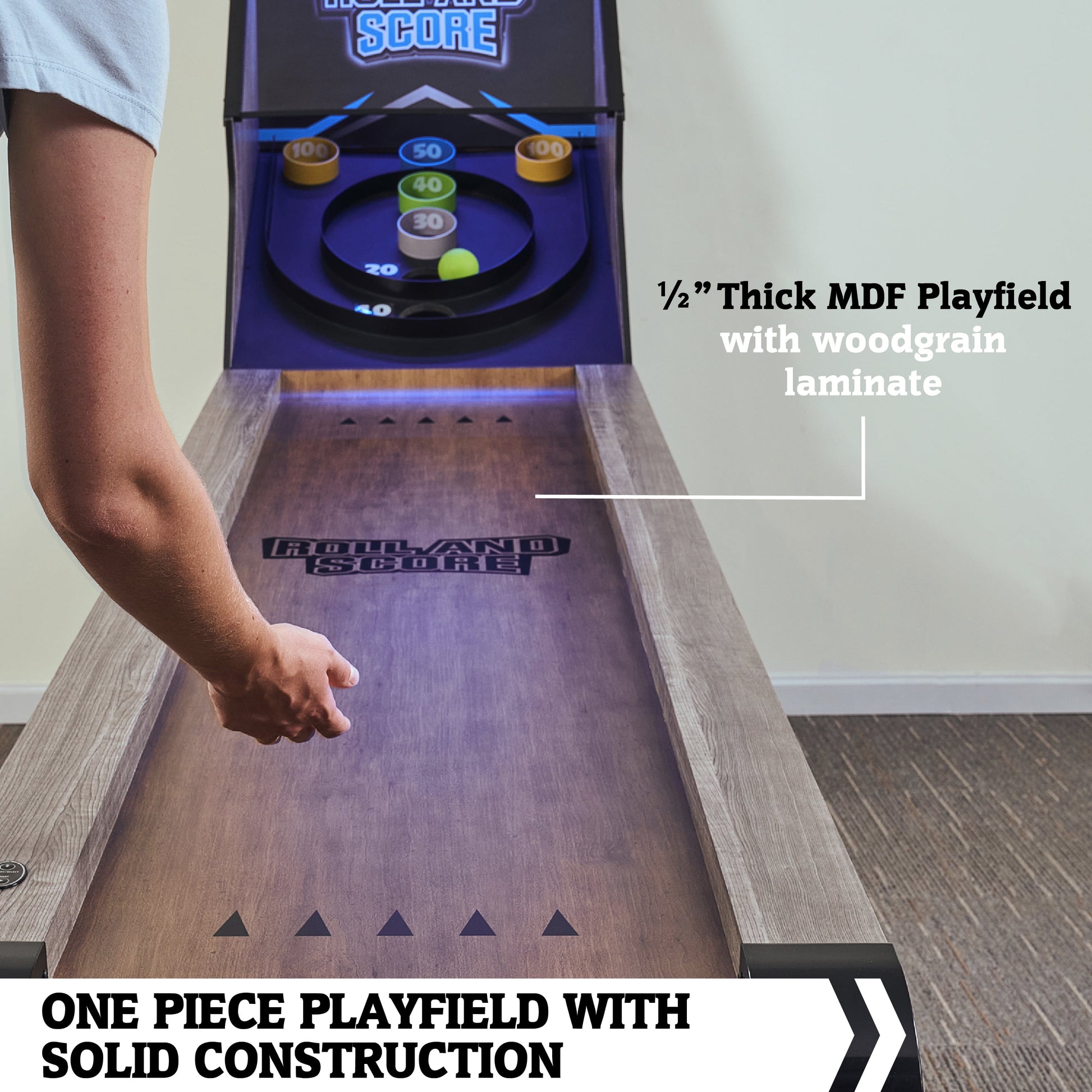 9 Ft. Roll and Score Game with LED Lights and Electronic Scorer, Gray by