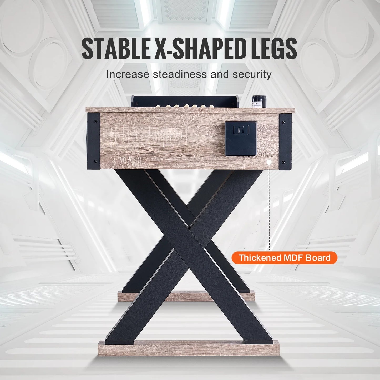 Shuffleboard and Bowling Table, 9 Ft with LED Illumination for Home Entertainment, Dual-Use Game Set, Durable Surface, Sturdy Legs, Includes 8 Pucks, Bowling Pins, Wax, and Brush