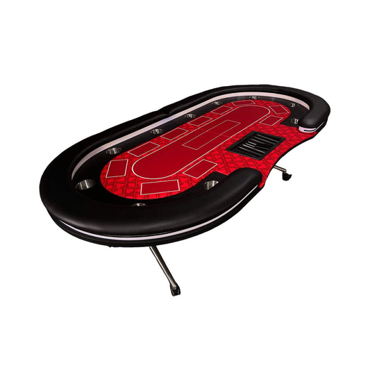 94-Inch Luxury LED Poker Table – Foldable 10-Player Table with Cup Holders & Wheels