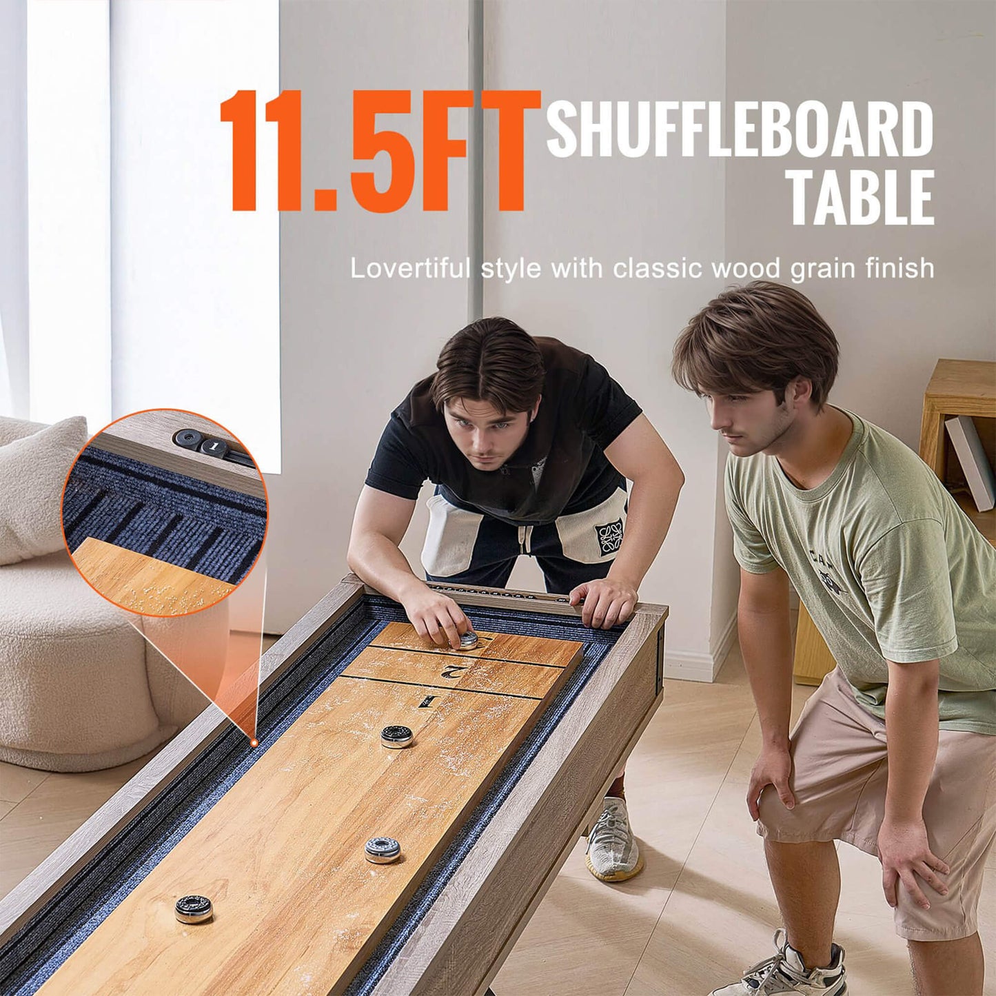 Premium 2-In-1 Shuffleboard Game Table Set With Bowling Combo