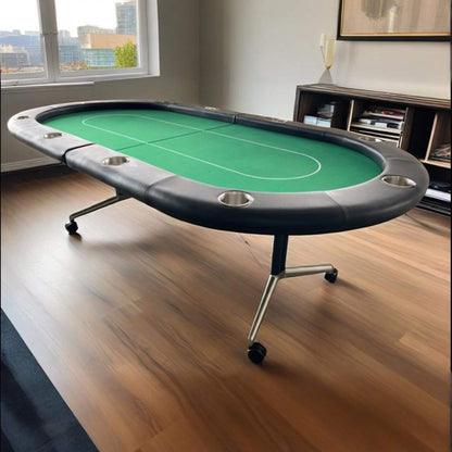 94-Inch Premium Foldable Poker Table – 10-Player Casino-Style Table with Wheels